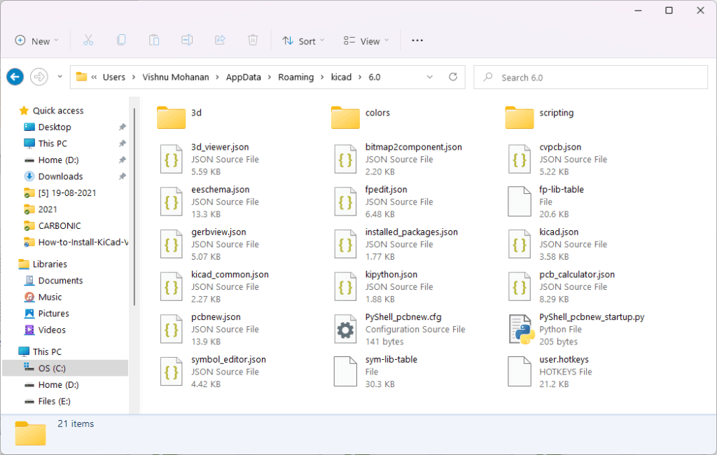 KiCad-Version-6-Settings-Directory