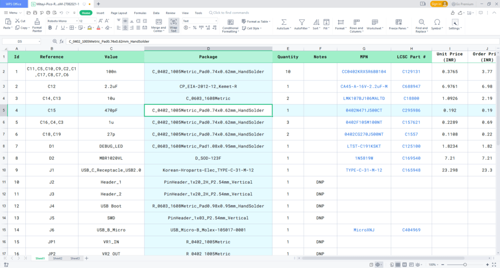 Mitayi-Board-Bill-of-Materials-KiCad-Excel-File-01