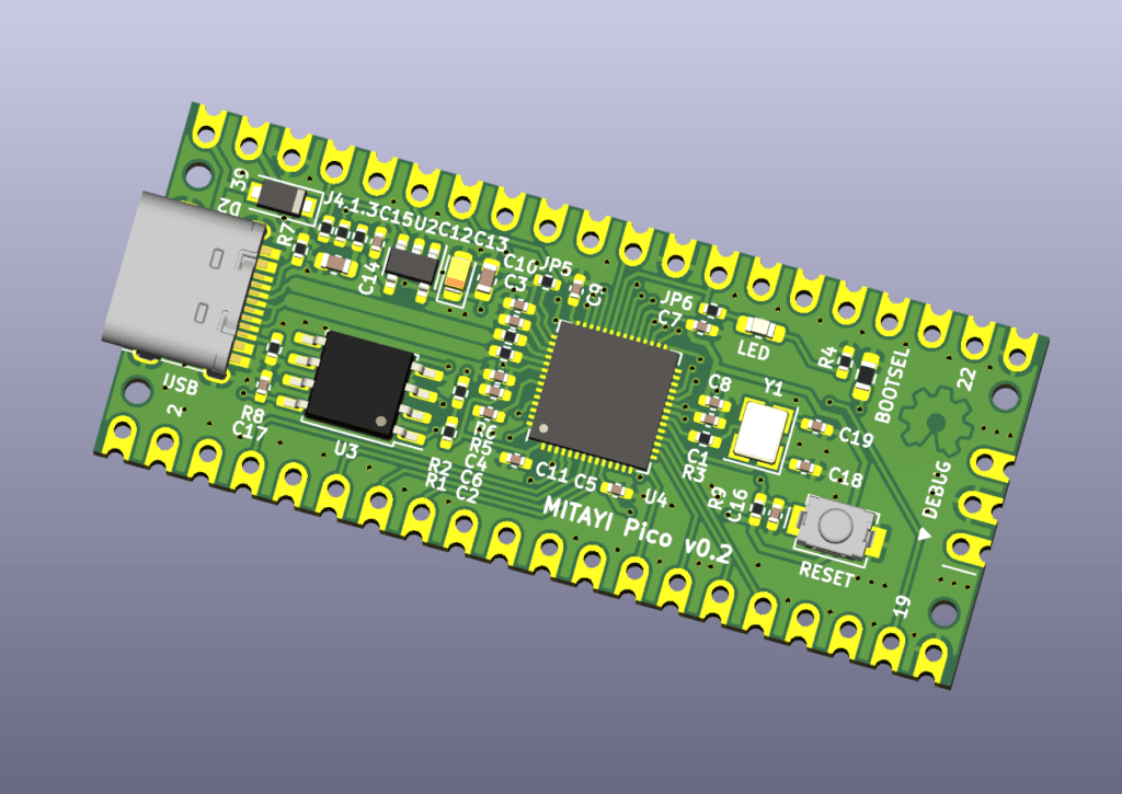 Mitayi-Pico-RP2040-KiCad-3D-Viewer-Screenshot-01