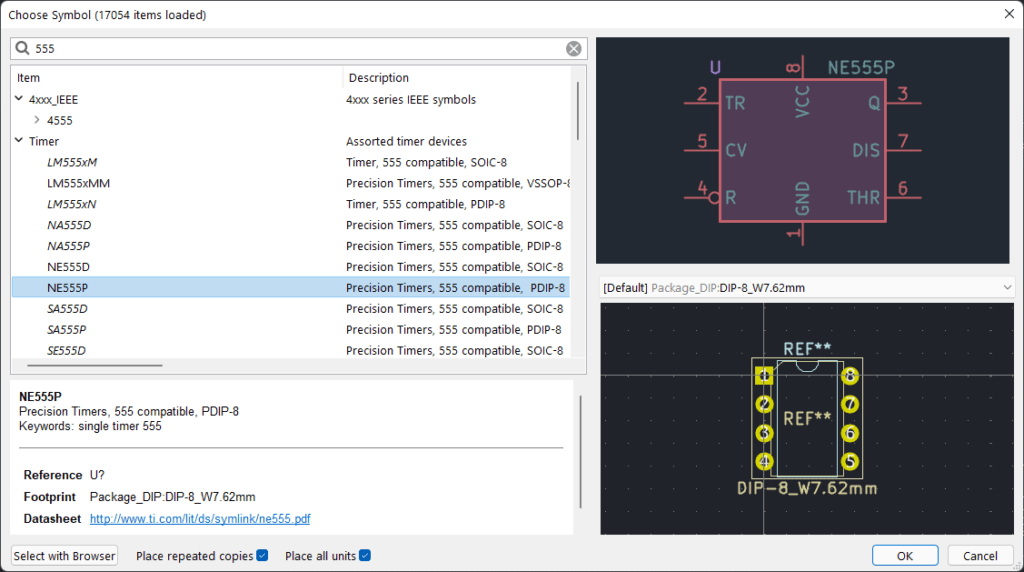 KiCad-Version-6-Choose-Symbol-NE555P-CIRCUITSTATE-01