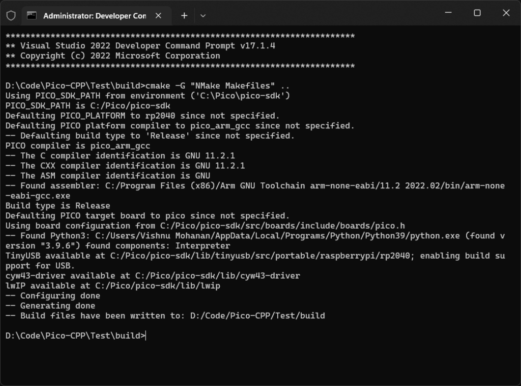 Cmake-Developer-Command-Prompt-Raspberry-Pi-Pico-C-C++-SDK-CIRCUITSTATE-Electronics-01