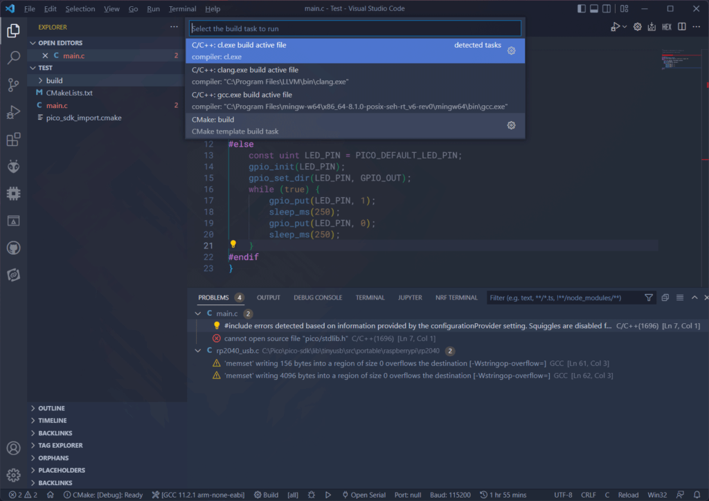 VS-Code-Raspberry-Pi-Pico-Run-Build-Task-CMake-C-C++-SDK-CIRCUITSTATE-Electronics-01