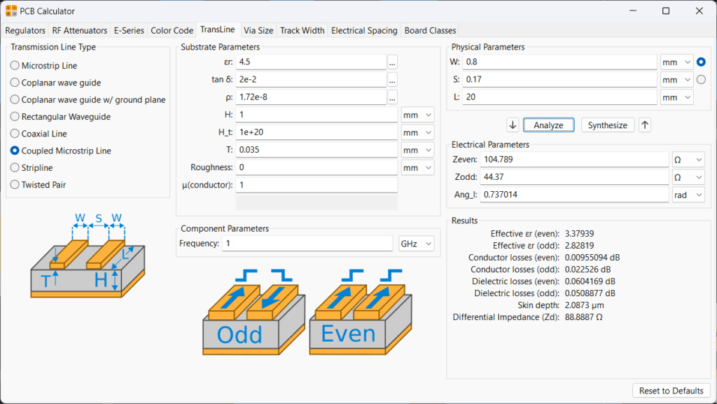 Mitayi-Pico-RP2040-r0.2-Coupled-Microstrip-Line-Impedance-Calculation-KiCad-CIRCUITSTATE-Electronics-01