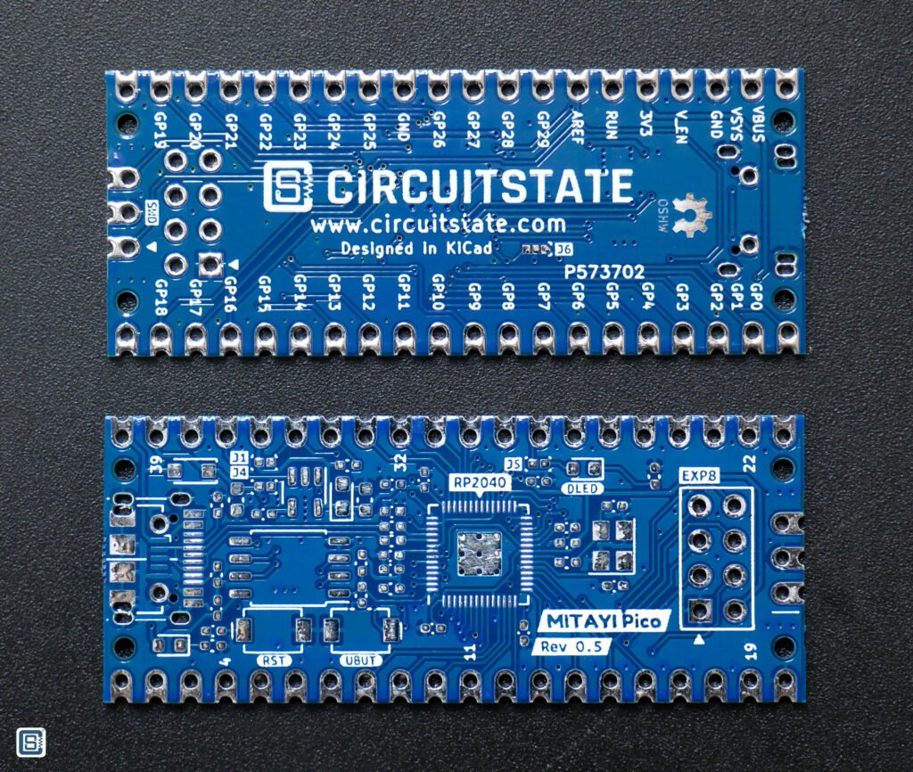 MITAYI Pico RP2040 r0.5 PCB top and bottom