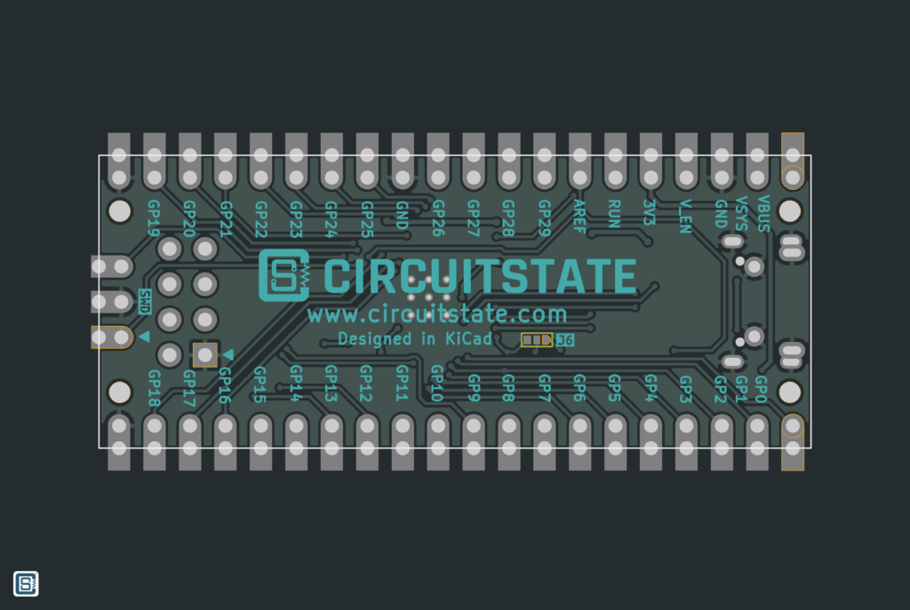 MITAYI Pico RP2040 r0.5 PCB vector image bottom