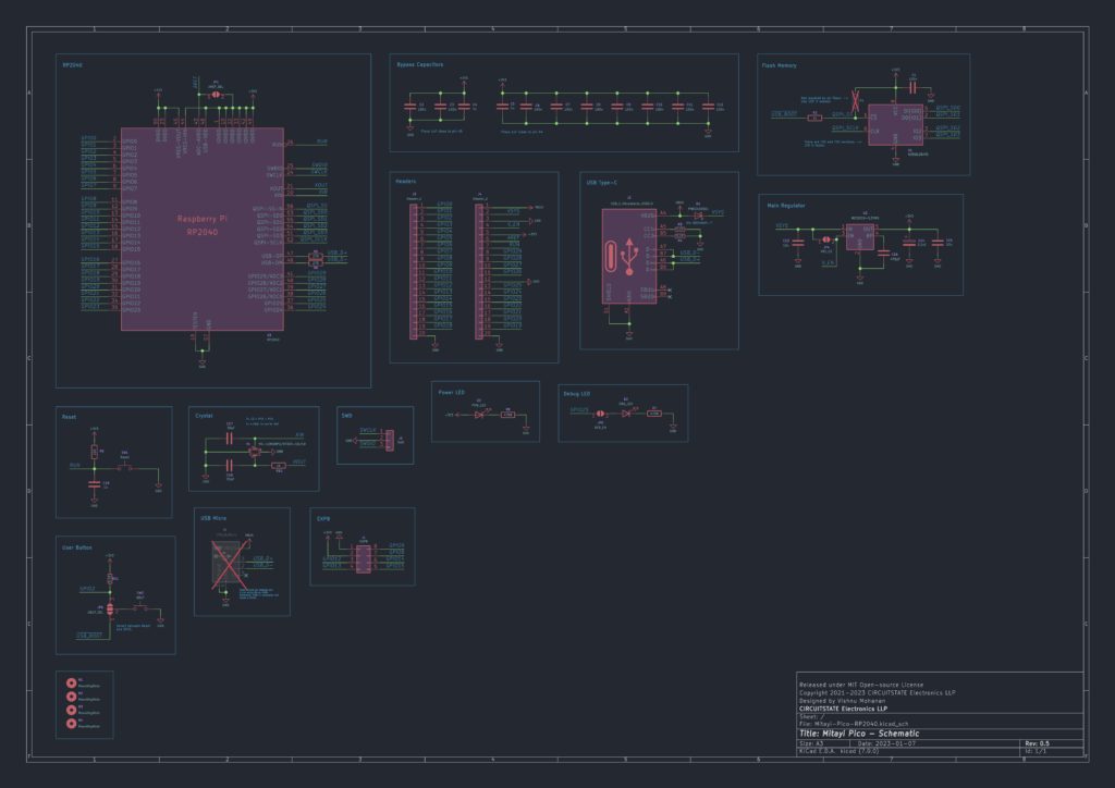 MITAYI Pico RP2040 r0.5 KiCad schematic design