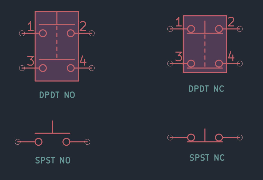 Tactile Push-Button Switch Types Electrical Schematic Symbol from KiCad by CIRCUITSTATE Electronics