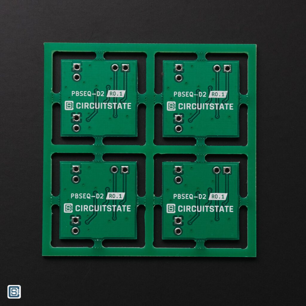 PBSEQ-D2 Soft-Latching Power Sequencer Circuit using Mosfets and Push-Button PCB Panel Back by CIRCUITSTATE Electronics