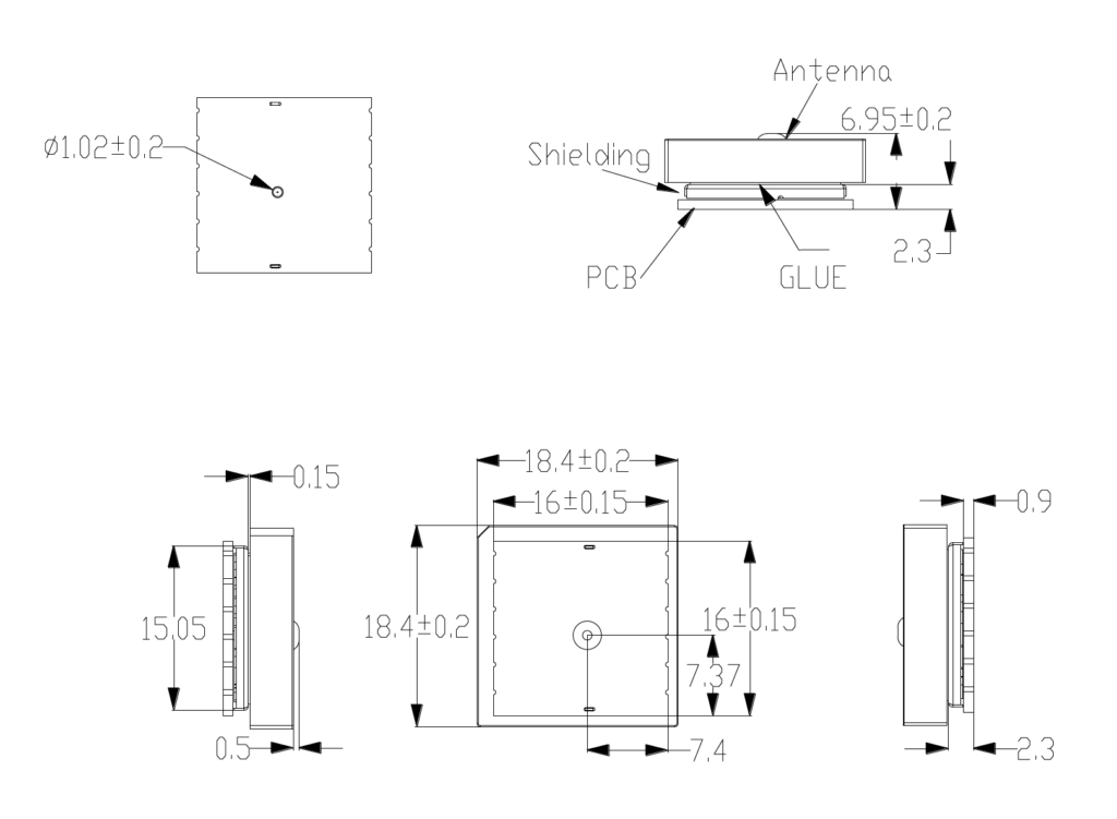 Quectel L86 M33 GPS GLONASS GNSS Module Dimensions by CIRCUITSTATE Electronics