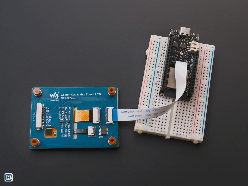 Waveshare 2.8 Inch Capacitive Touch LCD Module Connected to FireBeetle ESP32E Using FFC Bottom by CIRCUITSTATE Electronics