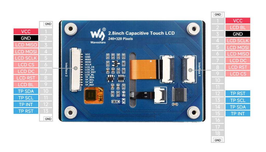 Waveshare 2.8 Inch Capacitive Touch LCD Pinout